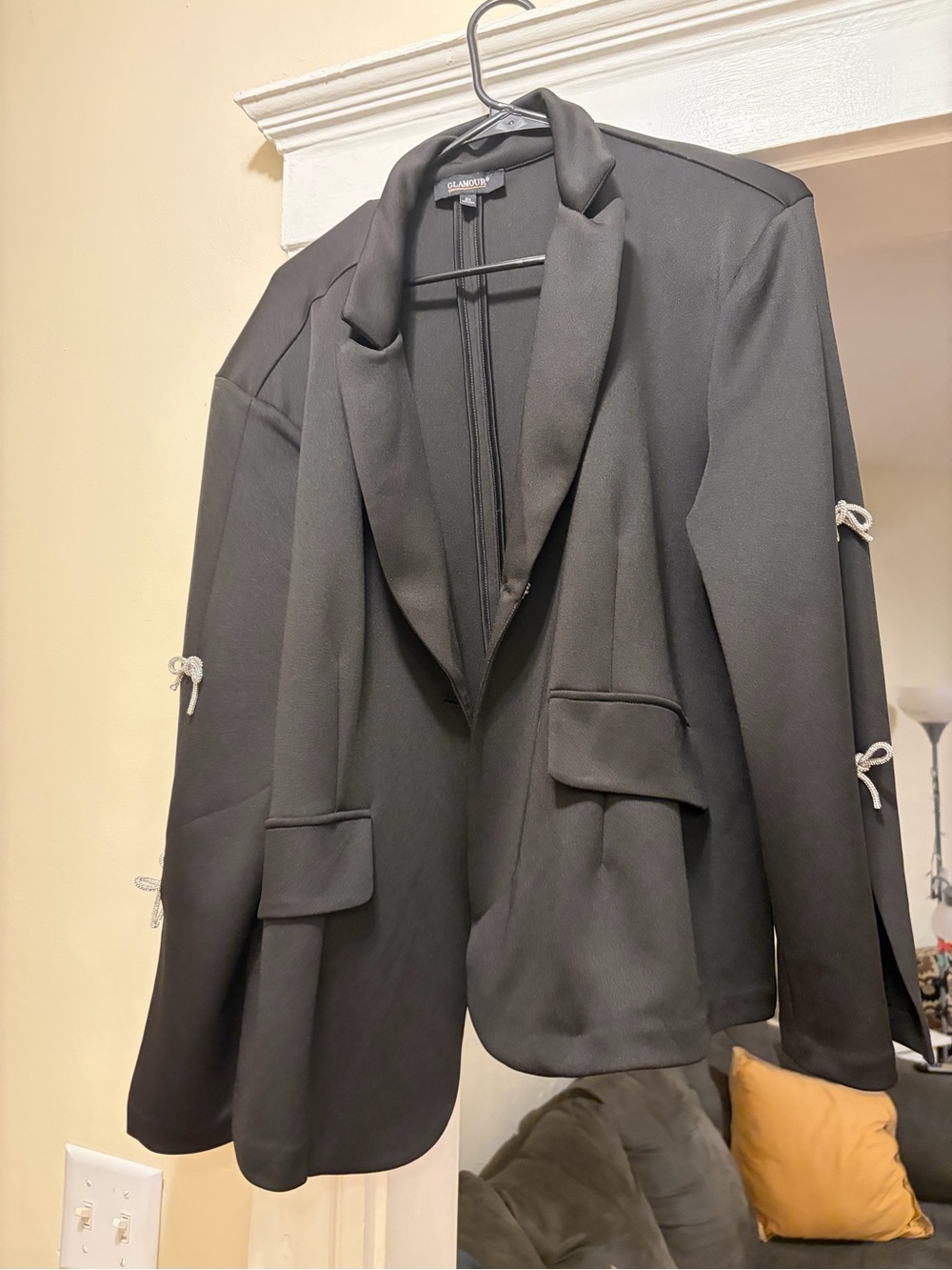 Black Women's Tailored Blazer Jacket - Classic Open Front